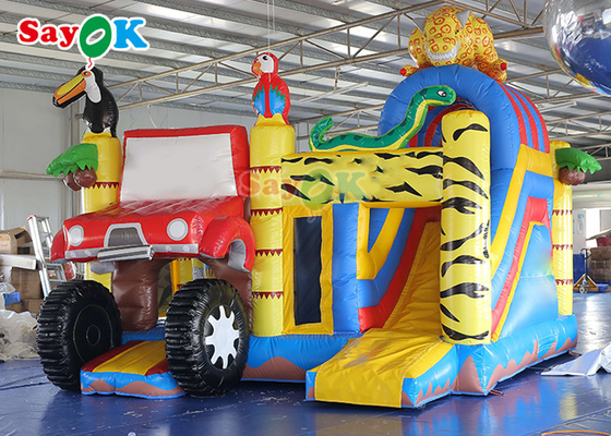 Anak-anak Taman Bermain Kebun Binatang Hewan Hutan Inflatable Jumping Slide Bounce Castle Bouncy House
