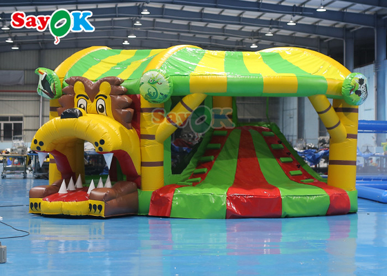 Lion Inflatable Bounce House Dengan Dry Slide Inflatable Castle Bouncer