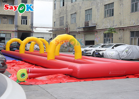 Outdoor Inflatable Slide Menarik Hiburan 20m Giant Inflatable Water Slide Untuk Taman Hiburan