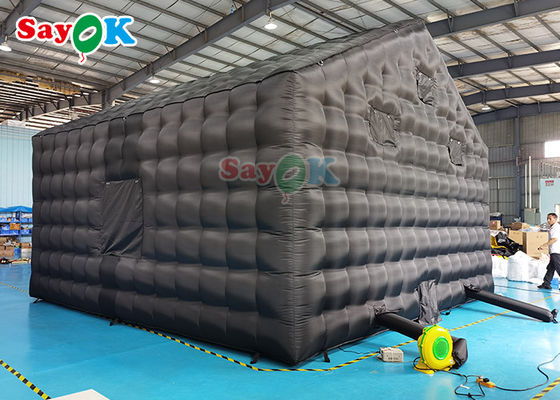 Komersial Oxford Hitam Cube Inflatable Party Tent Klub Malam Inflatables Dengan Air Blower