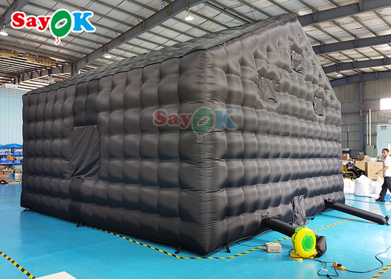 Komersial Oxford Black Inflatable Cube Party Tenda Klub Malam Dengan Blower Udara