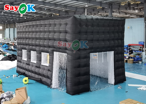 LED Disco Night Club Party Tent Inflatable Nightclub Untuk Acara Dewasa Black Cube House