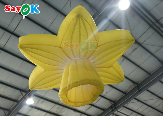 Kuning 1.0m Dekorasi Pencahayaan Tiup Menggantung Bunga Mawar Dengan LED