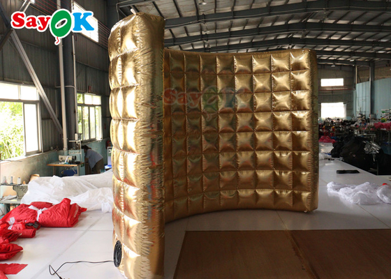 Portable Golden Inflatable Photo Booth Wall Led Lighting Kurva Latar Belakang Photobooth Enclosure