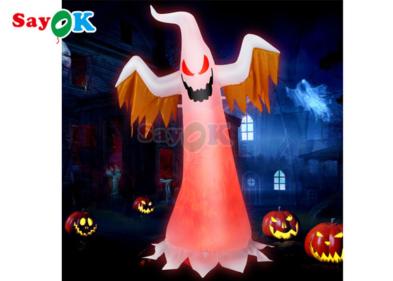LED Dekorasi Inflatable Ghost Halloween Putih Dengan Mata Merah