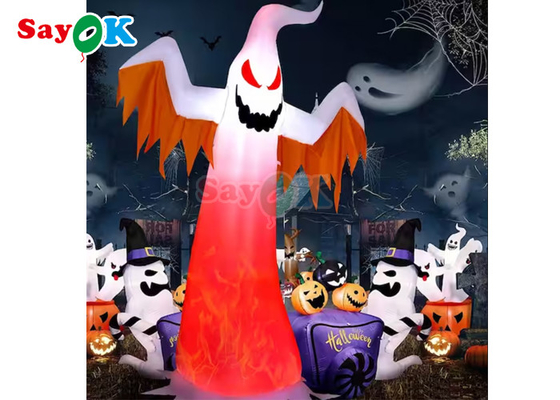LED Dekorasi Inflatable Ghost Halloween Putih Dengan Mata Merah