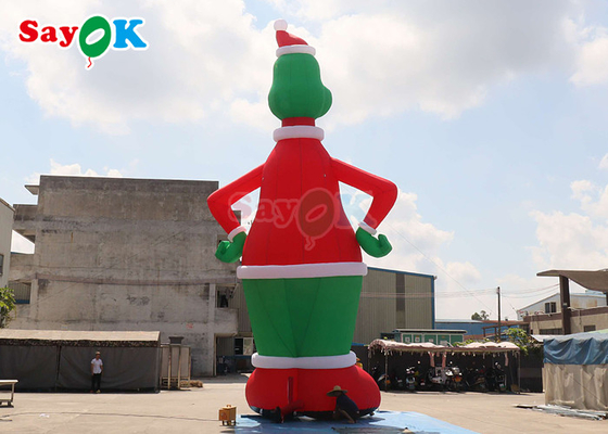 32.8FT Gemmy Natal Udara Tertiup Grinch Inflatable Dengan Santa Hat