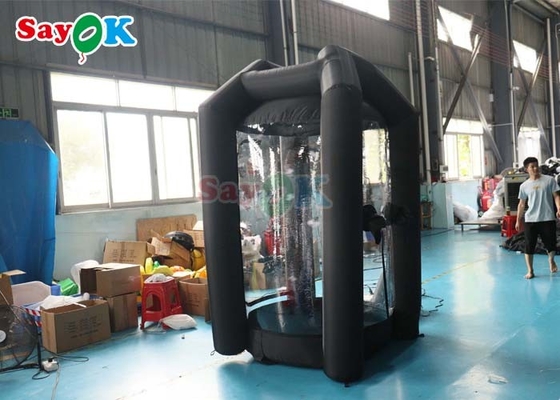 0.44mm PVC Inflatable Cash Cube Booth Hitam Cash Cube Cepat Mesin Diinflasi Uang Grab Catch Untuk Promosi Acara
