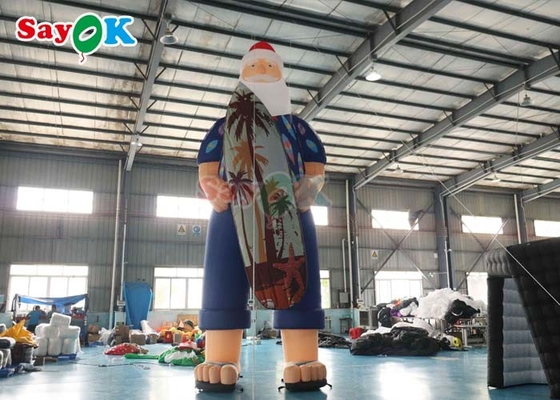 Model Dekorasi Natal Hawaiian Santa Claus Inflatable Di Pantai Ukuran 7,6m