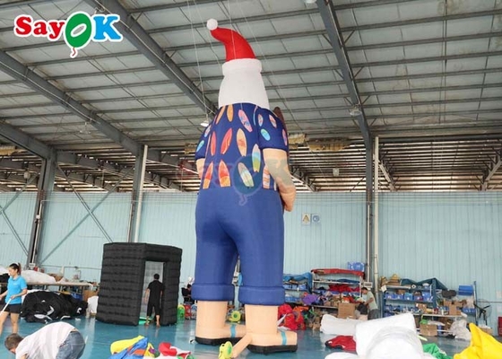 Model Dekorasi Natal Hawaiian Santa Claus Inflatable Di Pantai Ukuran 7,6m