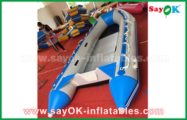 Biru / Putih Panas Sealed PVC Inflatable Boats Air Racing Rigid Waterproof