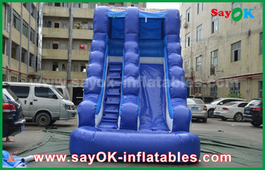 Jumping Bouncer Inflatable / Safety PVC Tarpaulin Inflatable Bouncer Slide Kuning / Biru Warna Untuk Bermain