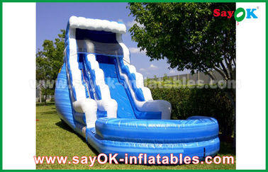 Jumping Bouncer Inflatable / Safety PVC Tarpaulin Inflatable Bouncer Slide Kuning / Biru Warna Untuk Bermain