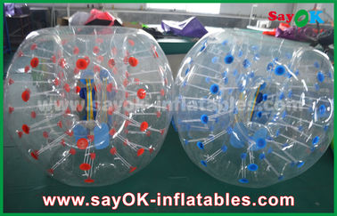 Permainan Sepak Bola Tiup Transparan Merah / Biru Permainan Olahraga Tiup Besar Gelembung Sepak Bola 1.5m Untuk Berkemah