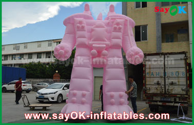 Merah muda Kain Oxford / PVC Inflatable Robot Untuk Produk Iklan Luar