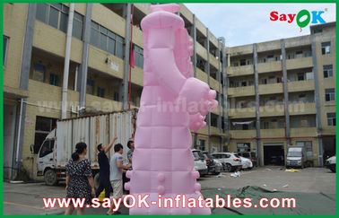 Merah muda Kain Oxford / PVC Inflatable Robot Untuk Produk Iklan Luar