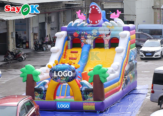 Slide Komersial Inflatable Kartun Pvc Inflatable Bouncer Slide Anak-anak Bounce Castle Slide Menyenangkan Kursus Hambatan
