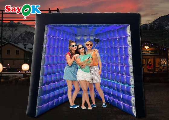 Oxford Portable Inflatable Photo Booth Studio Tent Backdrop Hitam LED Cube Inflatable Bentuk V