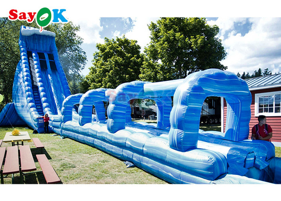 100ft Panjang Inflatable Water Slide Park Besar Komersial Inflatable Water Slide Dengan Kolam Renang