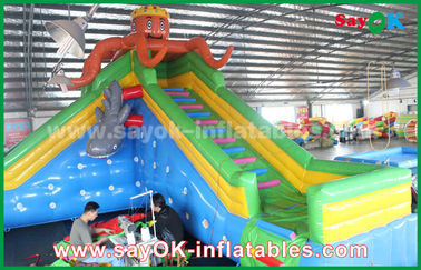 Slip dan Slide Inflatable Keamanan Raksasa Bouncer Inflatable Untuk Taman Hiburan, Bounce Castle Inflatable Bouncy Slides
