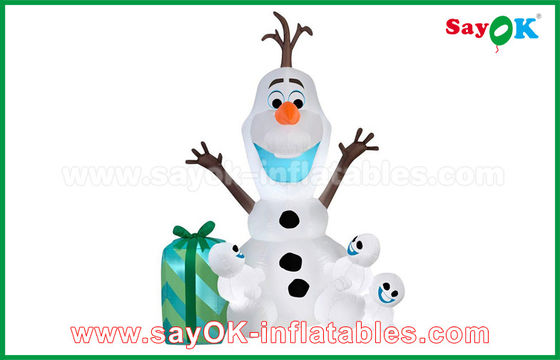 Manusia Salju Natal Inflatable 210D Kain Oxford Karakter Kartun Inflatable Pria Salju Putih Populer / Olaf