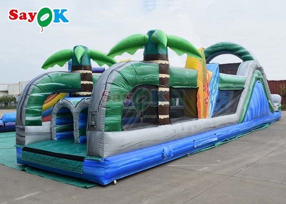 48ft Interaktif Inflatable rintangan Course Lucu Bouncy House Inflatable Untuk acara pesta