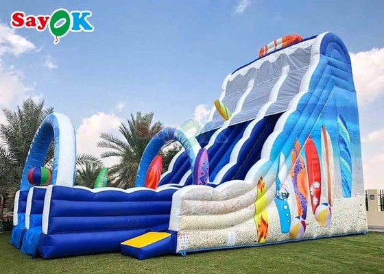 42.7ft Raksasa Air Slide Inflatable Biru Double Beach Lane Slide