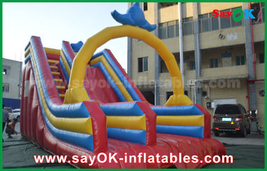 Bouncy Castle Dengan Slide Disesuaikan 0.55 PVC Tarpaulin Inflatable Bouncer Slide Untuk Water Fun / Water Park