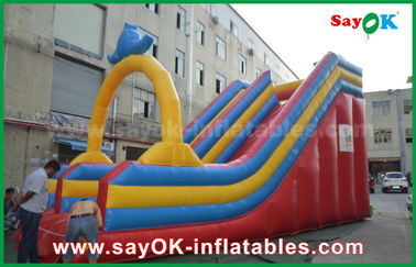 Bouncy Castle Dengan Slide Disesuaikan 0.55 PVC Tarpaulin Inflatable Bouncer Slide Untuk Water Fun / Water Park
