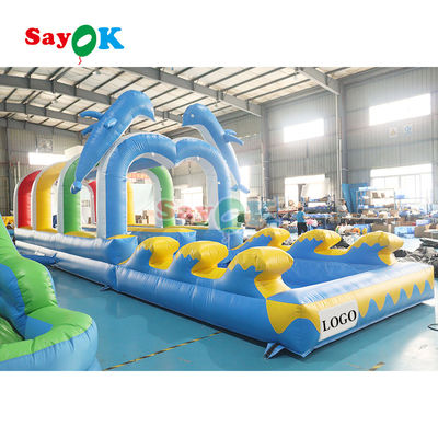 Slide Air Musim Panas Komersial Inflatable Kids Slip Dan Slide Air Dengan Kolam Renang Untuk Custom