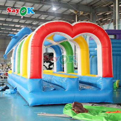 Slide Air Musim Panas Komersial Inflatable Kids Slip Dan Slide Air Dengan Kolam Renang Untuk Custom
