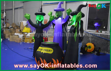 210D Oxford Cloth Inflatable Scary Ghosts dan Magic Jar dengan LED Lighting untuk Halloween
