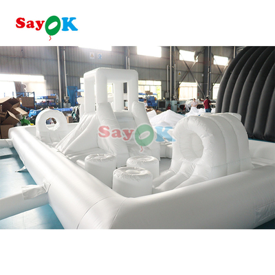 Disesuaikan Bergaya Mini Splash Pad Putih Taman Air Terbakar Kursus Hambatan Taman Permainan Kastil Slide Combo