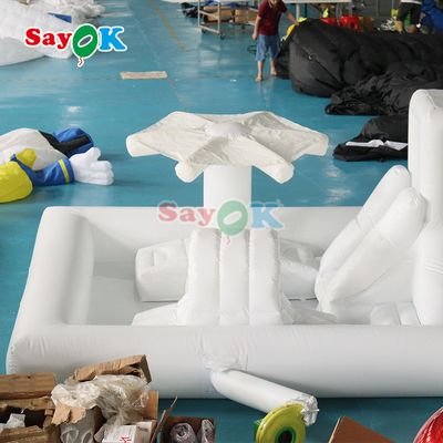 Disesuaikan Bergaya Mini Splash Pad Putih Taman Air Terbakar Kursus Hambatan Taman Permainan Kastil Slide Combo