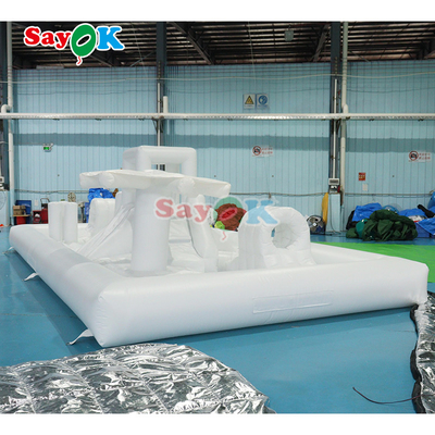 Disesuaikan Bergaya Mini Splash Pad Putih Taman Air Terbakar Kursus Hambatan Taman Permainan Kastil Slide Combo