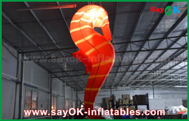 CE Inflatable Lighting Decoration, Kustom Inflatable Red Sea Horse Untuk Pameran