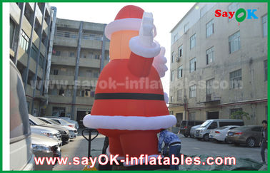 Tinggi Kustom Dekorasi Liburan Tiup, Luar Ruangan Inflatable Santa Claus