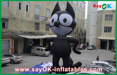 6mH Oxford Cloth Black Inflatable Cartoon Characters, Inflatable Cat