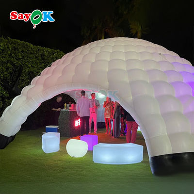 Waterproof Oxford Kain warna-warni LED Lampu luar Dome Inflatable Igloo Tent dengan Blower
