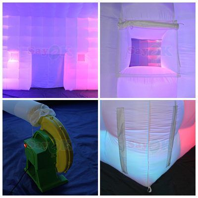Tenda Camping 8m Square LED Tenda Inflatable untuk 80 Orang Acara Pesta Luar Ruang