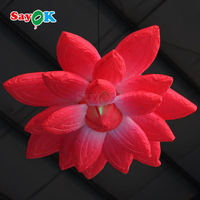Custom Purple Giant Hanging Lotus Flower Inflatable LED Light Flowers Untuk Dekorasi Acara Iklan