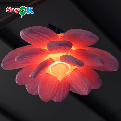 Custom Purple Giant Hanging Lotus Flower Inflatable LED Light Flowers Untuk Dekorasi Acara Iklan