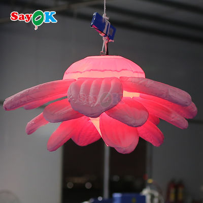 Custom Purple Giant Hanging Lotus Flower Inflatable LED Light Flowers Untuk Dekorasi Acara Iklan
