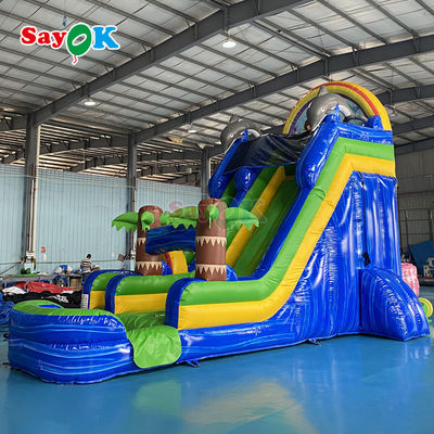 Grosir Karikatur Inflatable Trampoline Slide Raksasa Inflatable Bouncer Slide Besar Dewasa Inflatable Water Slide dengan kolam renang
