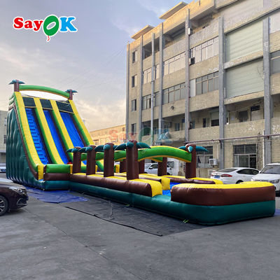 Komersial Grade Air Inflatable Double Slide Pohon Sawit Air Slide Inflatable untuk Anak-anak dan Dewasa