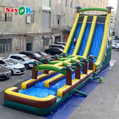 Komersial Grade Air Inflatable Double Slide Pohon Sawit Air Slide Inflatable untuk Anak-anak dan Dewasa
