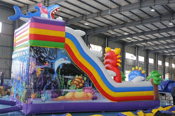 Custom Printed Inflatable Dry Slide dengan Desain Bouncy Castle untuk Acara Anak