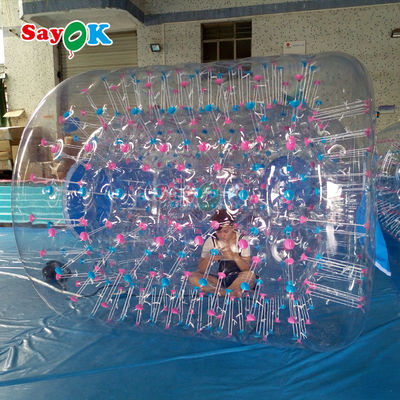 Sayok Bolas Aqua Zorbing Bal Terbakar Silinder PVC Transparan Bola Gelembung Air Manusia untuk Permainan Air