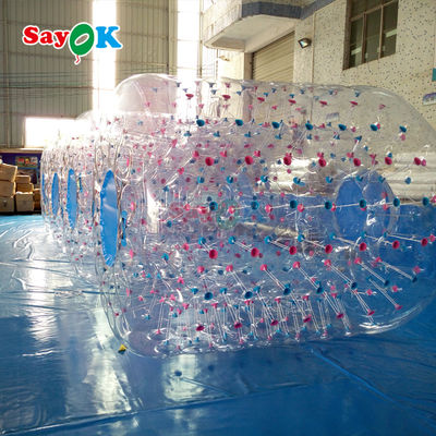 Sayok Bolas Aqua Zorbing Bal Terbakar Silinder PVC Transparan Bola Gelembung Air Manusia untuk Permainan Air