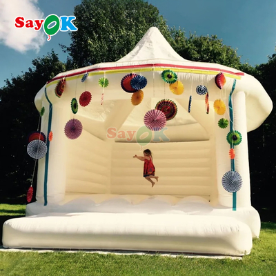 Istana Bouncy Tiup Pernikahan Luar Ruangan Putih Rumah Pantul Tiup